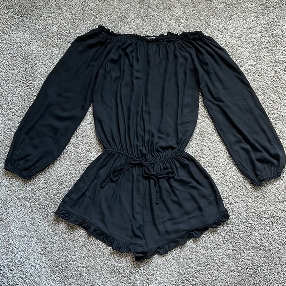 Brandy Melville Other - Brandy Melville Black Off-The-Shoulder Romper